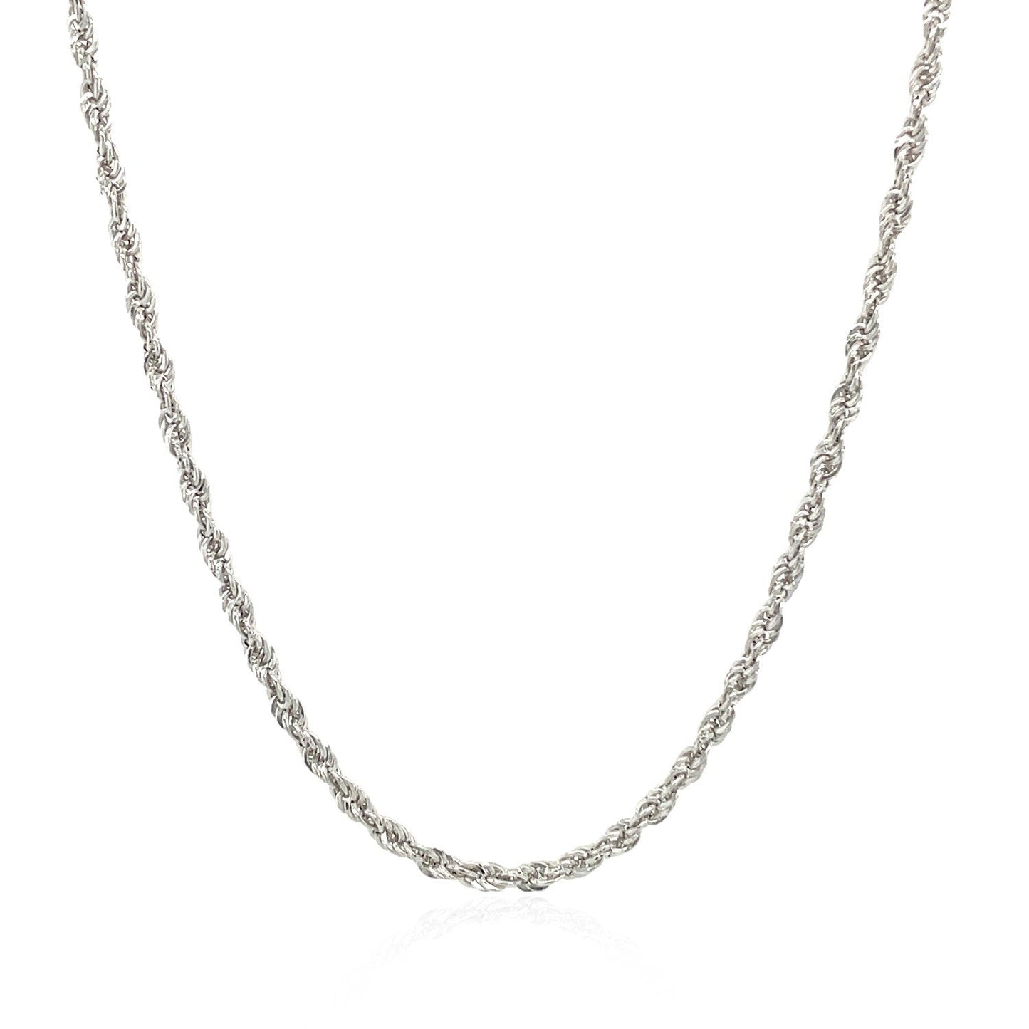 Cadena de cuerda ligera de oro blanco de 14k de 2.0mm