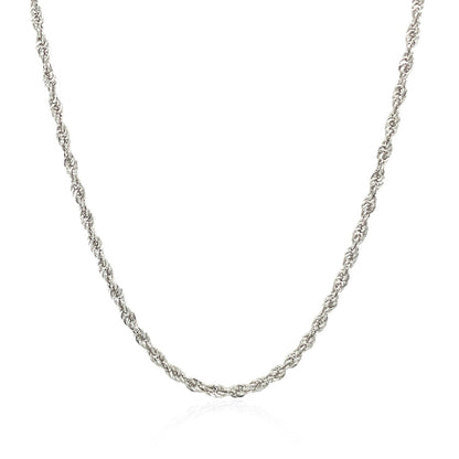 Cadena de cuerda ligera de oro blanco de 14k de 2.0mm