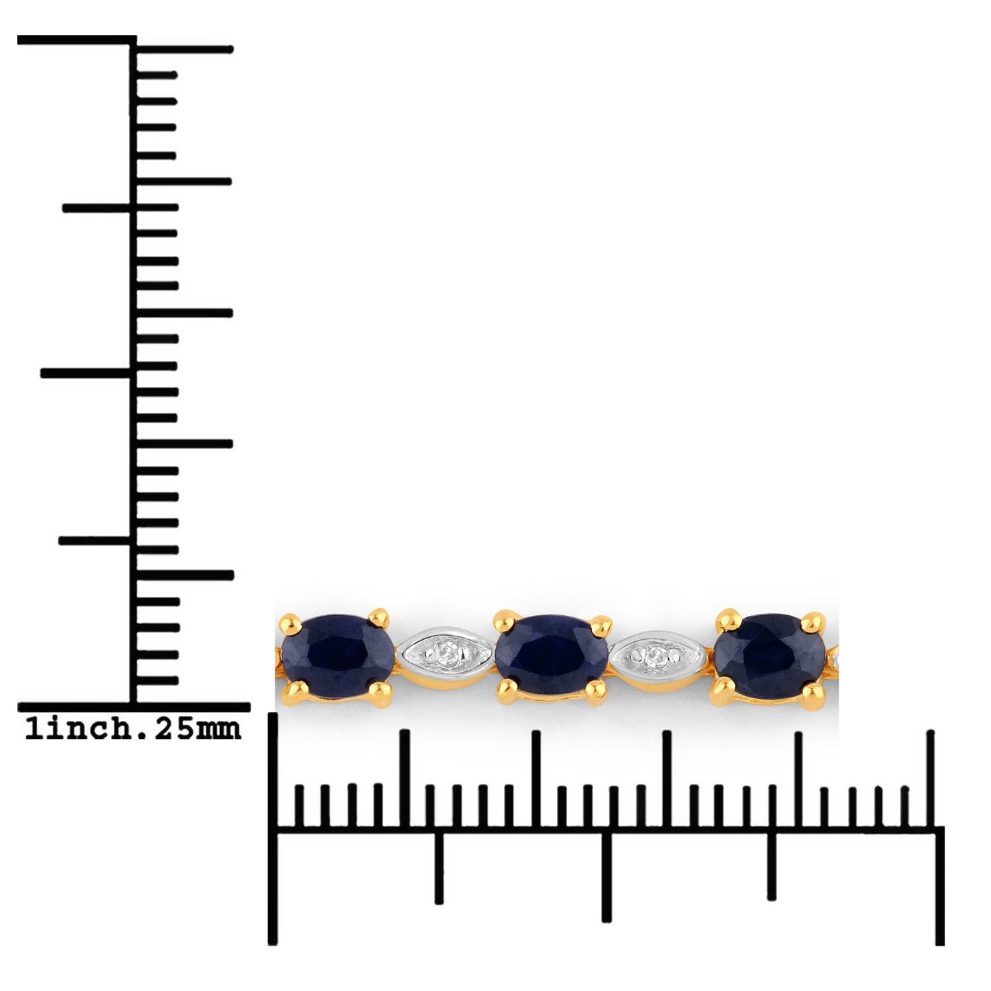 Pulsera de 1.83 quilates de zafiro azul genuino y diamantes blancos de plata esterlina .925