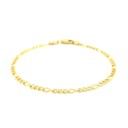 Pulsera Figaro de oro amarillo de 10k y 2.6mm