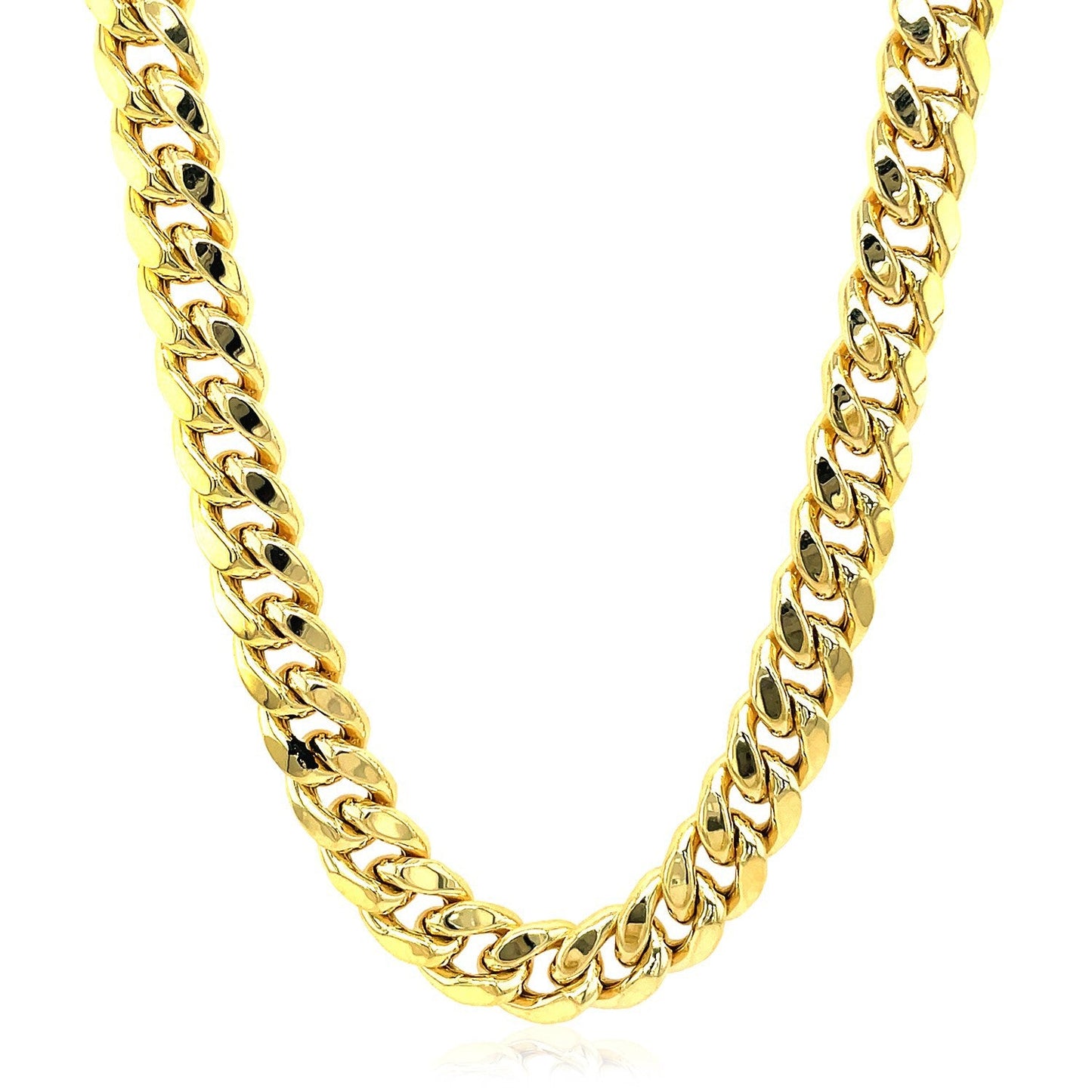 Cadena cubana Miami semirrígida de oro amarillo de 14k y 9.0 mm