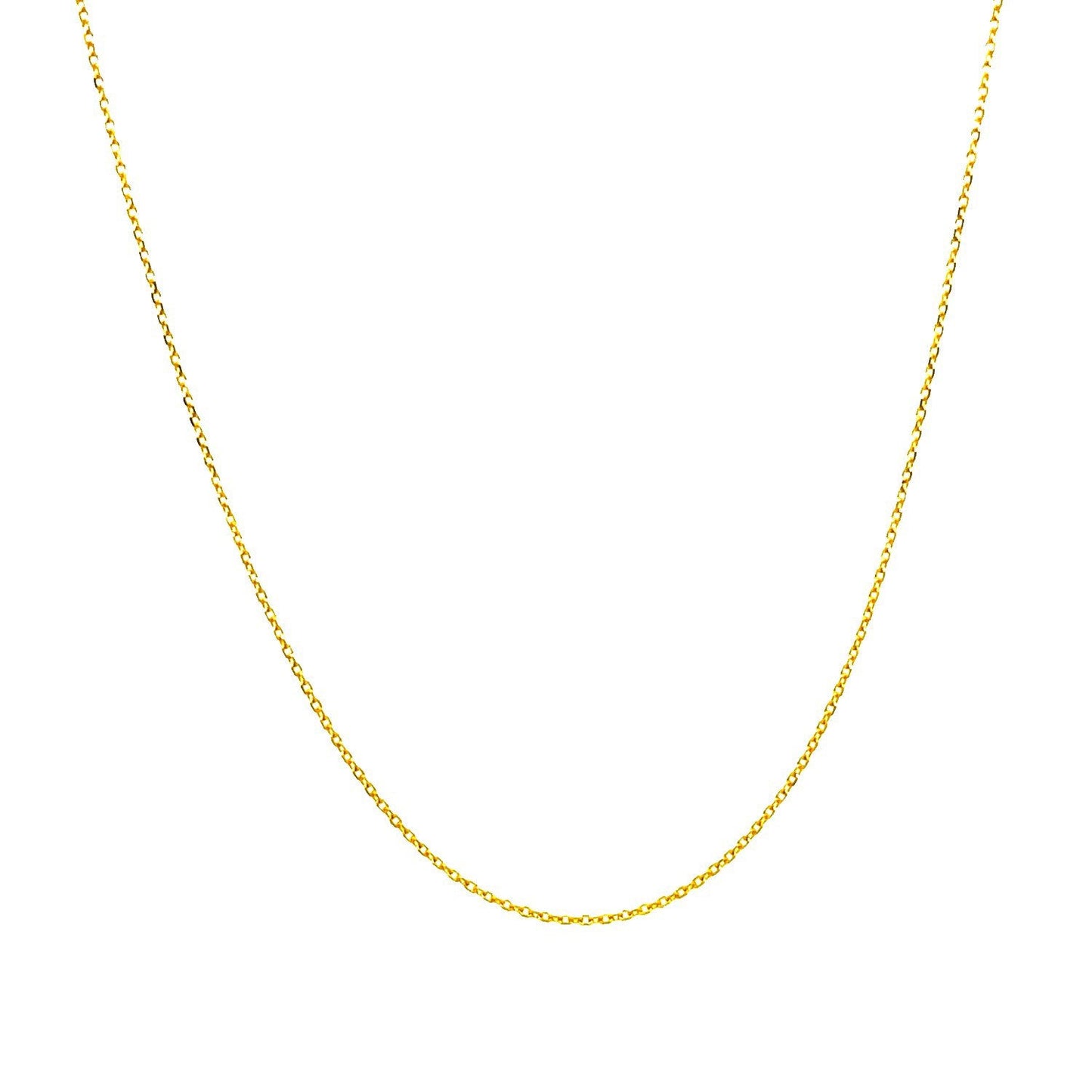Cadena de eslabones tipo cable con corte de diamante de oro amarillo de 14k y 0,7 mm