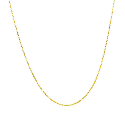 Cadena de eslabones tipo cable con corte de diamante de oro amarillo de 14k y 0,7 mm