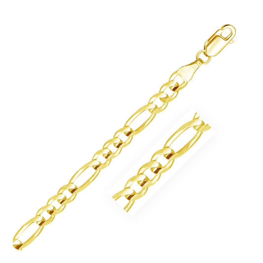 Cadena Eslabones Figaro Sólida de Oro Amarillo de 10K (5.30 mm)