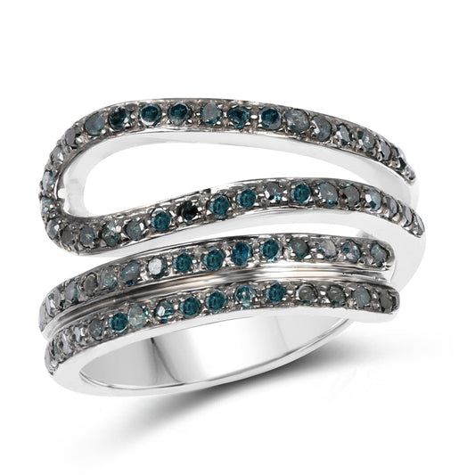 Anillo de plata de ley .925 con diamante azul genuino de 0,83 quilates