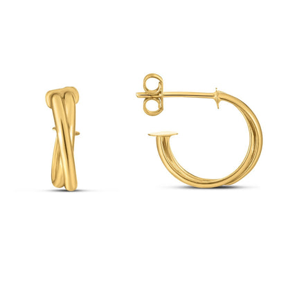 Arracadas cruzadas de oro amarillo de 14k