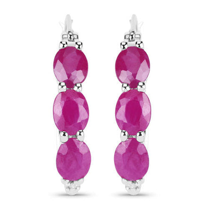 Pendientes de plata de ley .925 con auténtico rubí de 1.81 quilates y diamantes blancos