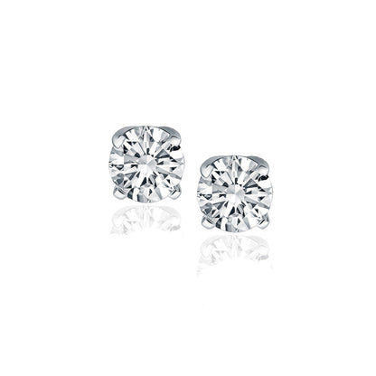 Pendientes de oro blanco de 14 quilates con diamantes de cuatro puntas (1 qt total)