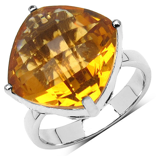 Anillo de plata de ley .925 con citrino genuino de 9.05 quilates