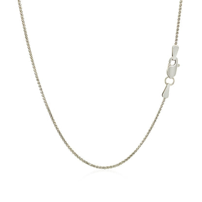 Cadena de trigo redonda de oro blanco de 14k con corte de diamante de 1.0mm