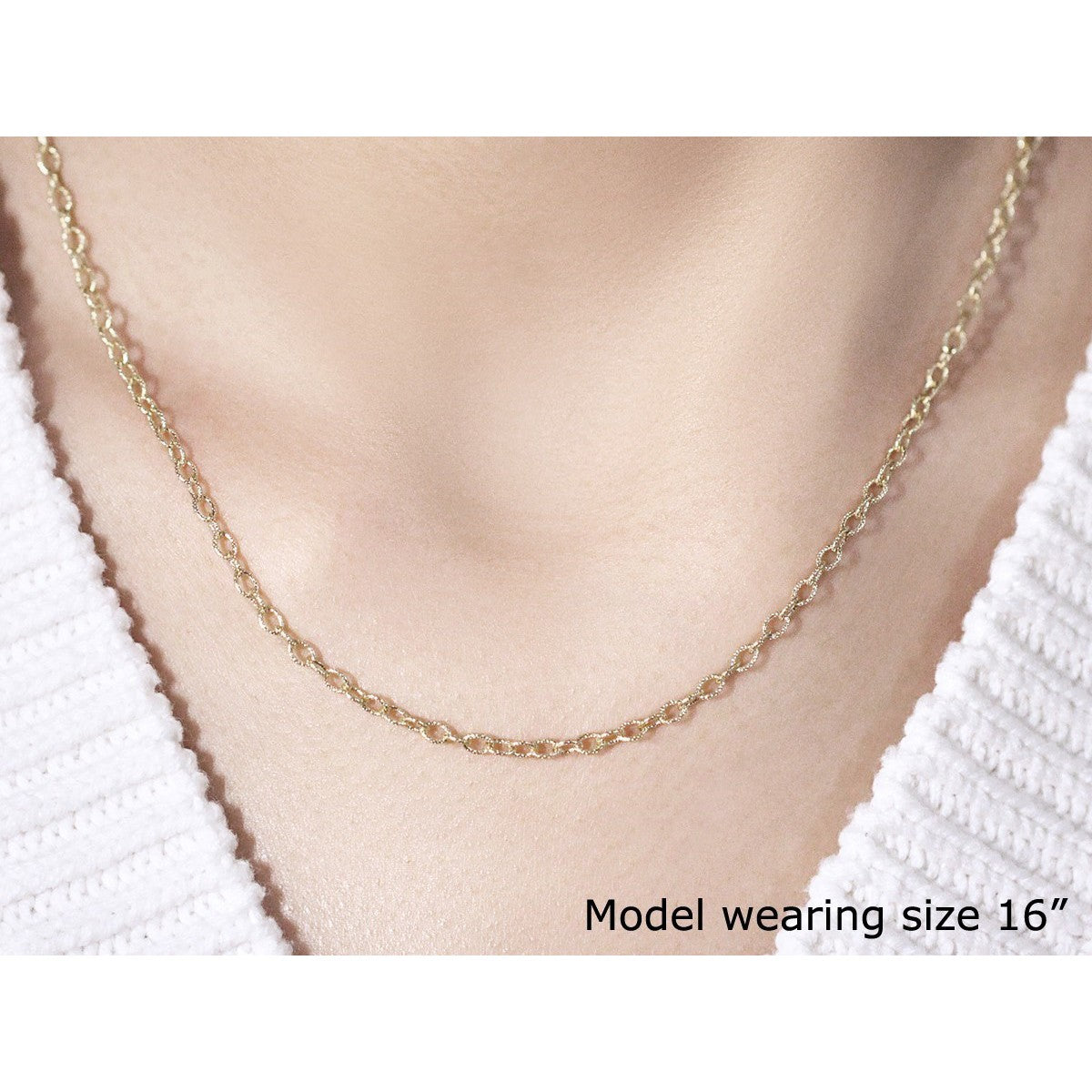 Cadena de oro amarillo de 14k de 2.5 mm con eslabones texturizados