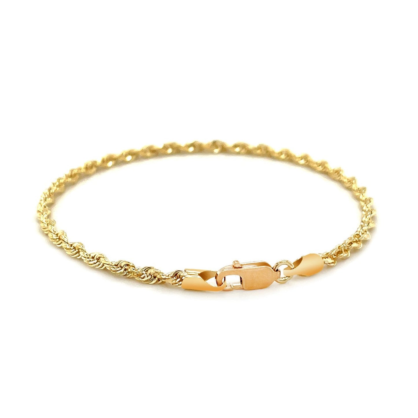 Pulsera de cuerda de 2,75 mm de oro amarillo macizo de 10k con corte de diamante