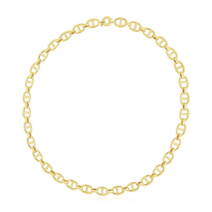 Cadena de eslabones marineros de oro amarillo de 14k de alto brillo (8.8mm)