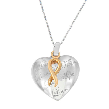 Collar con colgante de corazón de plata chapado en oro amarillo de 10K