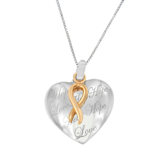 Collar con colgante de corazón de plata chapado en oro amarillo de 10K