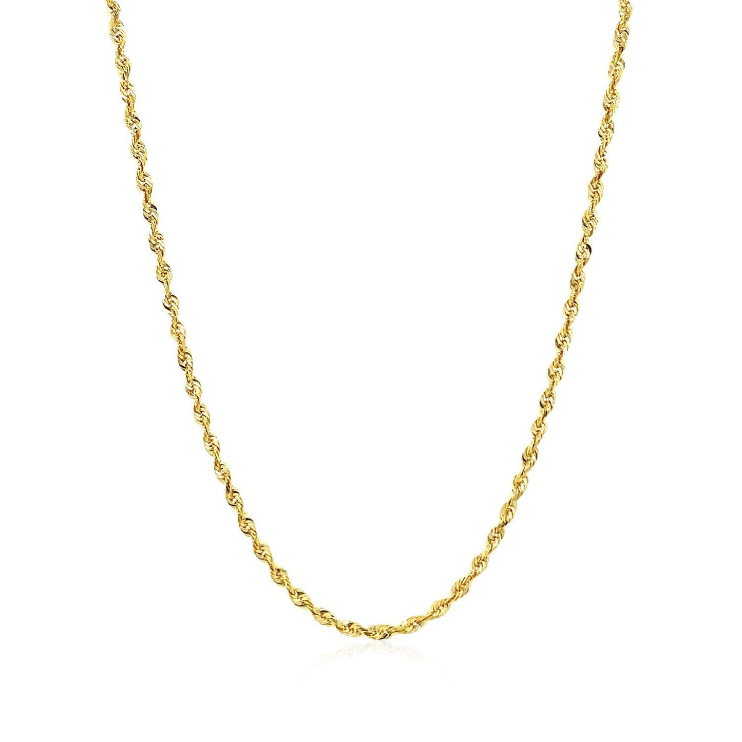 Cadena de oro amarillo macizo de 14k y 2,0 mm con corte de diamante