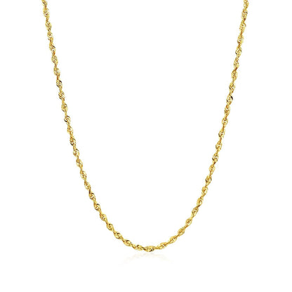 Cadena de oro amarillo macizo de 14k y 2,0 mm con corte de diamante