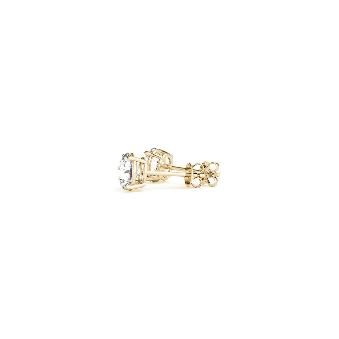 Aretes de diamante redondo cultivado en laboratorio de 1 quilate total certificado IGI de oro amarillo de 14k (G/VS2)