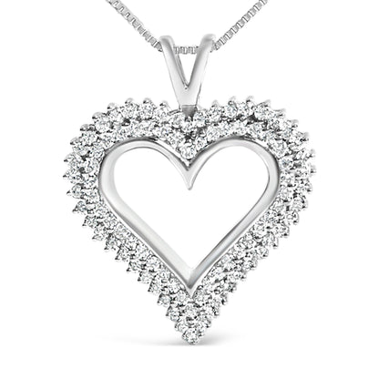 Collar con Colgante de Corazón Abierto de Diamante Cultivado en Laboratorio de Plata de Ley .925 de 1.00 Cttw (Color F-G, Claridad VS1-VS2) - 18 Pulgadas