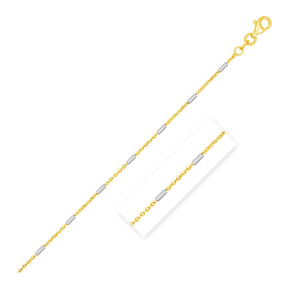 Cadena con eslabones de barra en oro bicolor de 14k (1.4mm)