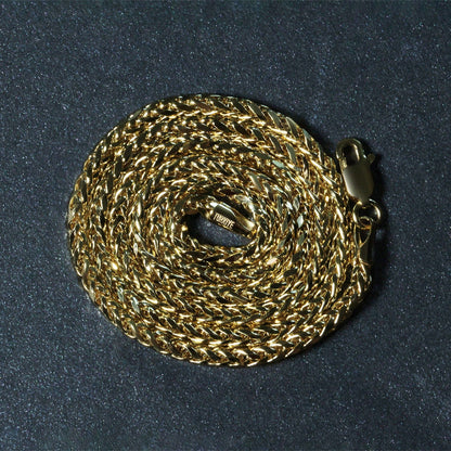 Cadena Franco redonda de oro amarillo de 14k de 2.7mm con corte de diamante ligero