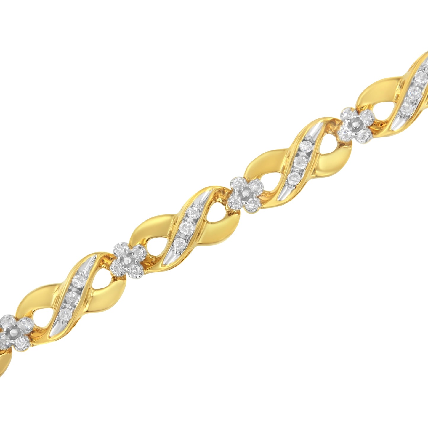 Pulsera de oro amarillo de 10K con diamantes redondos "Amor Infinito" (1,00 quilates en total, color I-J, claridad I2-I3)