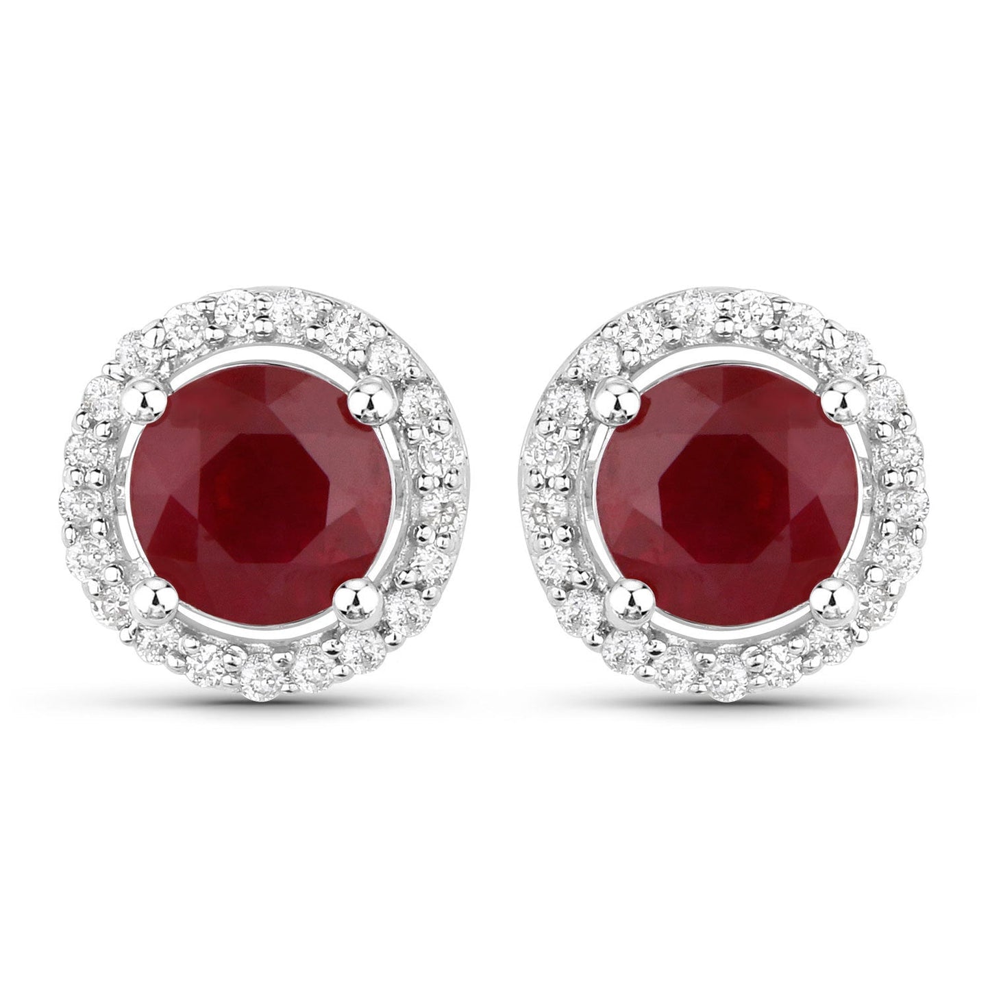 Pendientes de 1,22 quilates de rubí auténtico y diamantes blancos en oro blanco de 14K