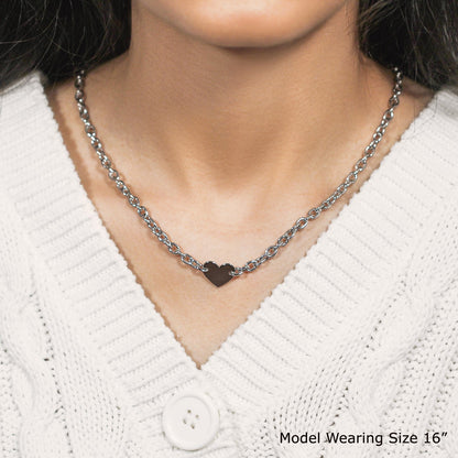 Pulsera de cadena de plata de ley rodiada con motivo de corazón plano