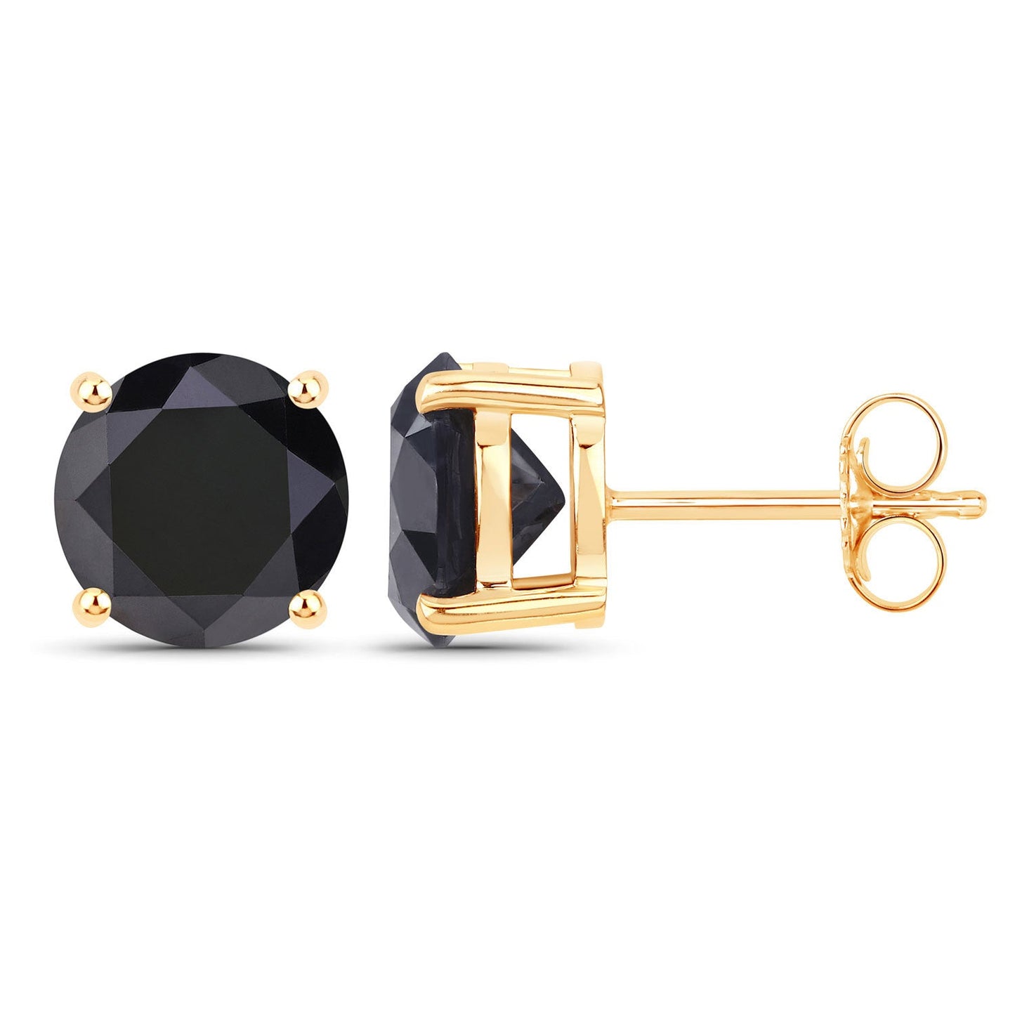 Pendientes de oro amarillo de 14 quilates con diamantes negros genuinos de 4,30 quilates