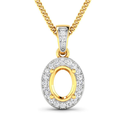 Colgante con engaste de oro amarillo de 14 quilates con diamante blanco auténtico de 0,18 quilates - para gema ovalada de 8x6mm