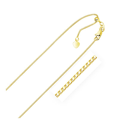 Cadena de caja ajustable de oro amarillo de 14k de 0,85 mm