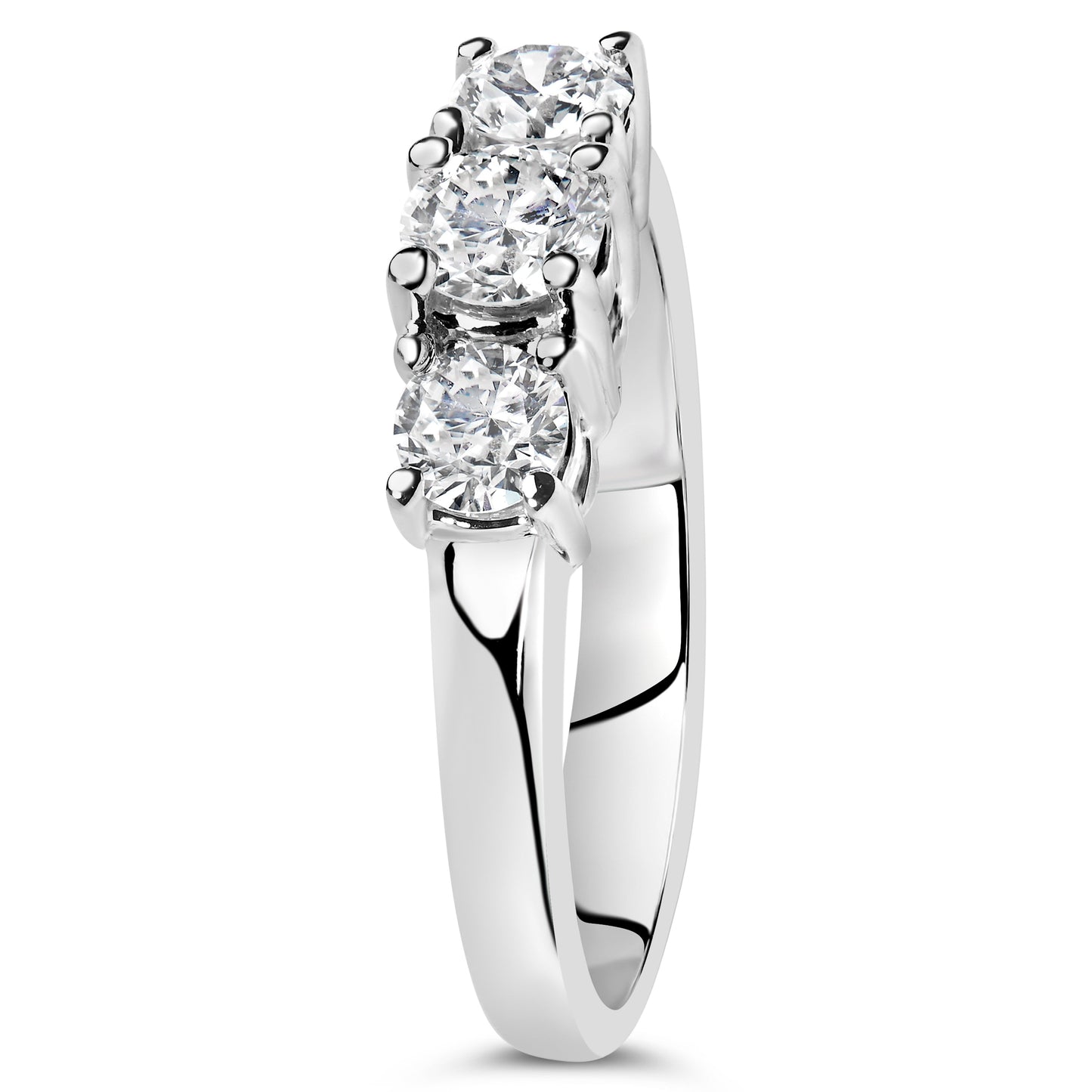 Anillo de oro blanco de 14K con 3 diamantes creados en laboratorio de 3/4 Cttw (color F-G, claridad VS2-SI1) - Talla 7