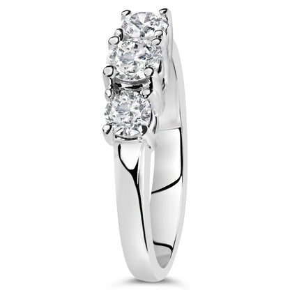 Anillo de oro blanco de 14K con 3 diamantes creados en laboratorio de 3/4 Cttw (color F-G, claridad VS2-SI1) - Talla 7