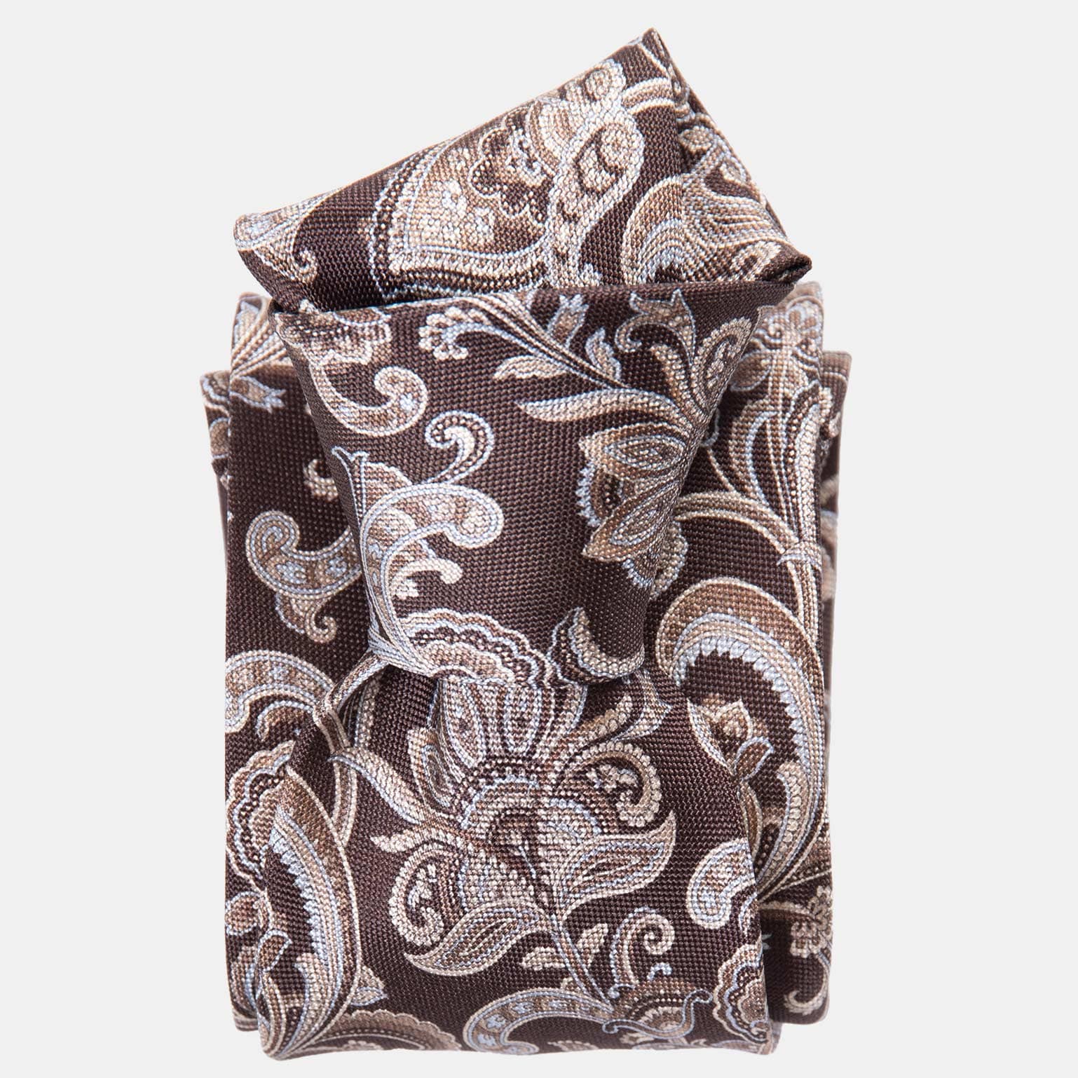 Novara - Printed Silk Tie - Brown - My Men's Shop