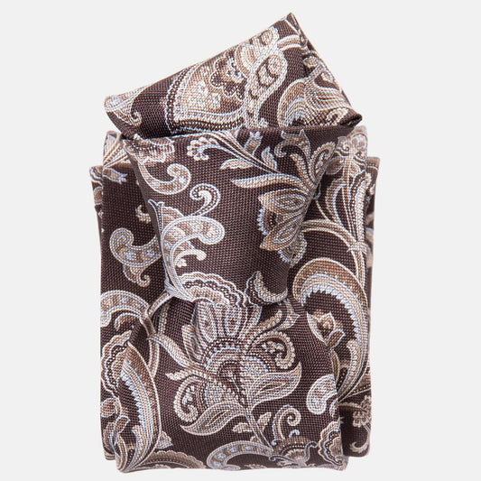 Novara - Printed Silk Tie - Brown - My Men's Shop