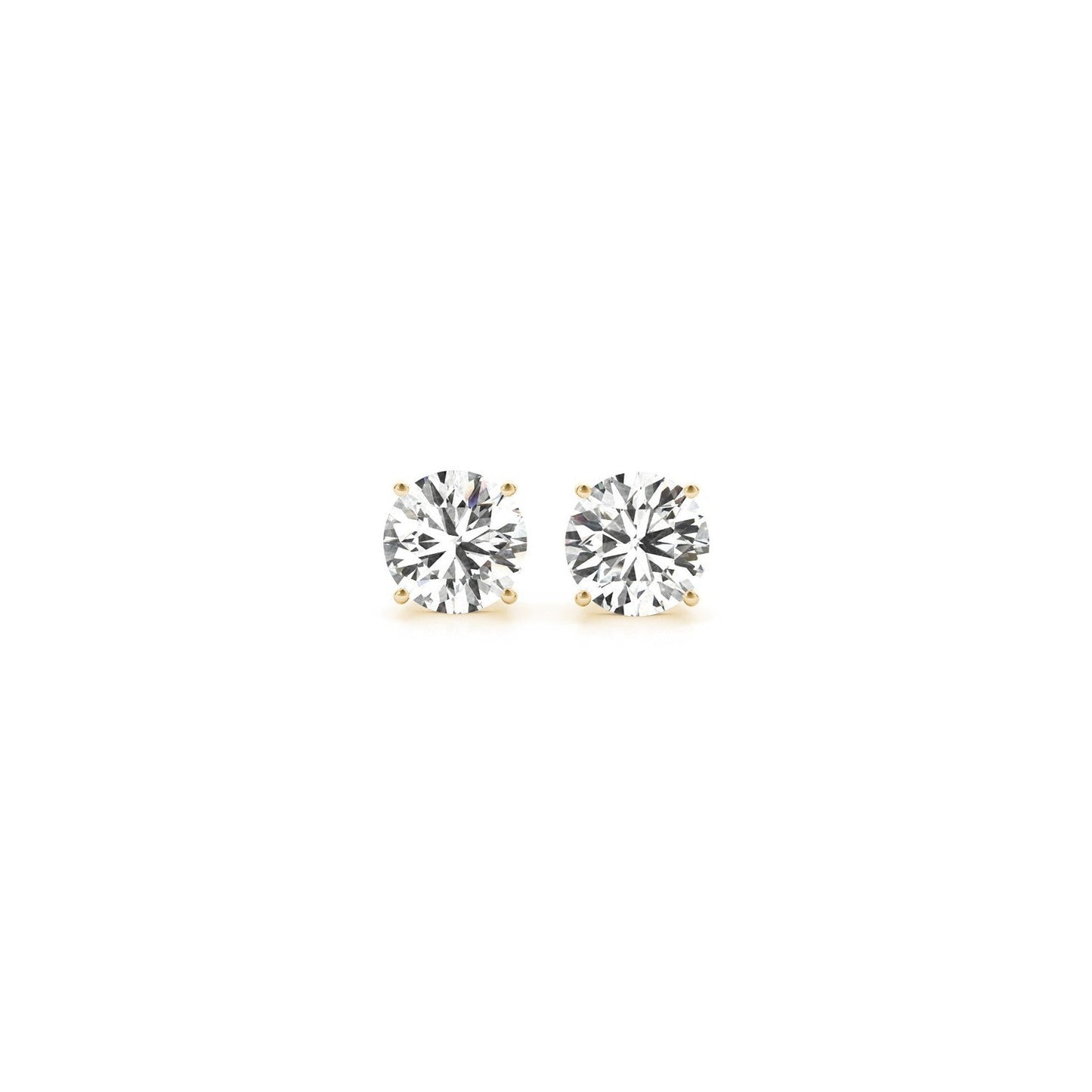 Aretes de diamante redondo cultivado en laboratorio de 1 quilate total certificado IGI de oro amarillo de 14k (G/VS2)