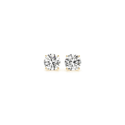 Aretes de diamante redondo cultivado en laboratorio de 1 quilate total certificado IGI de oro amarillo de 14k (G/VS2)