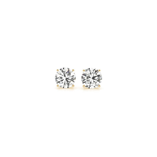 Aretes de diamante redondo cultivado en laboratorio de 1 quilate total certificado IGI de oro amarillo de 14k (G/VS2)