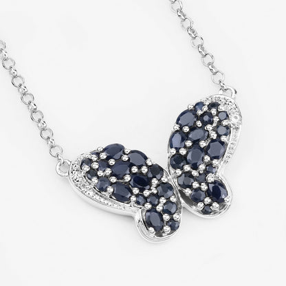 Colgante de plata de ley .925 con zafiro azul genuino de 3.83 quilates y circonitas blancas