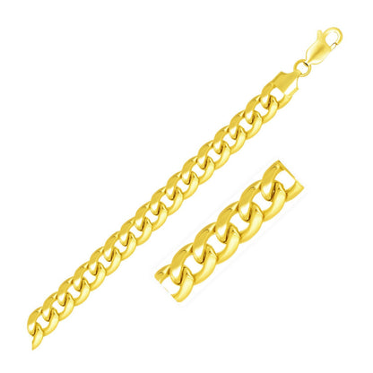 Cadena Cubana de Oro Amarillo 10k Ligera de 8.0mm