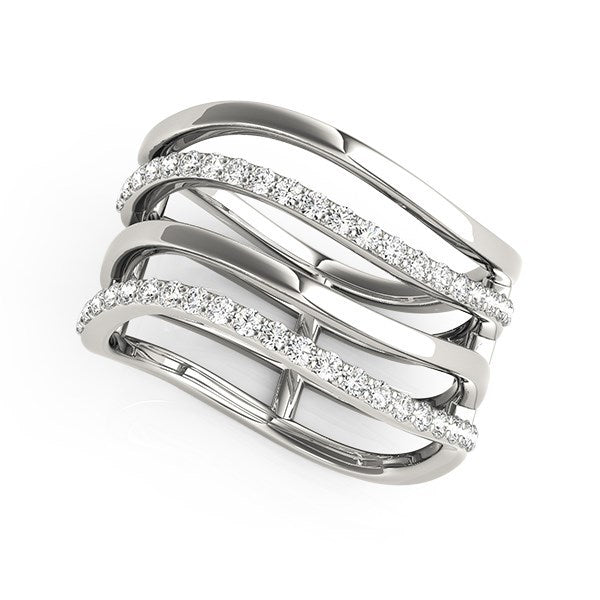 Anillo de oro blanco de 14k con diseño de bandas múltiples y diamantes (3/8 ct. p.a.)