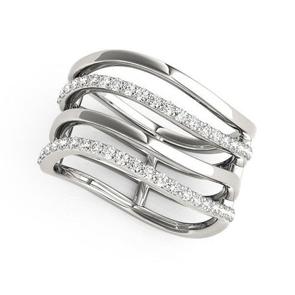 Anillo de oro blanco de 14k con diseño de bandas múltiples y diamantes (3/8 ct. p.a.)