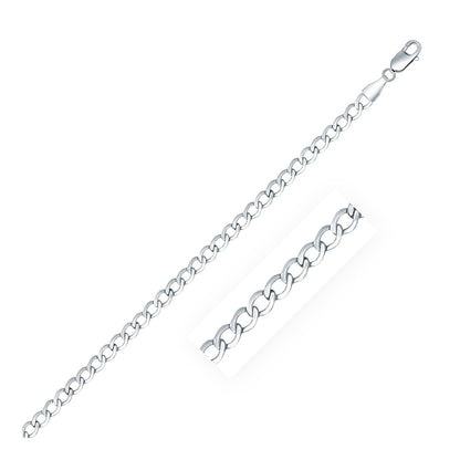 Cadena estilo acera de plata esterlina de 3,7 mm chapada en rodio