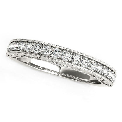 Anillo de boda antiguo de oro blanco de 14k con diamante engastado en garra (1/3 cttw)