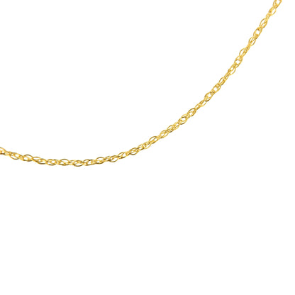 Cadena de soga unisex de oro amarillo macizo de 10K de 0,5mm, delgada y delicada, de 18 pulgadas
