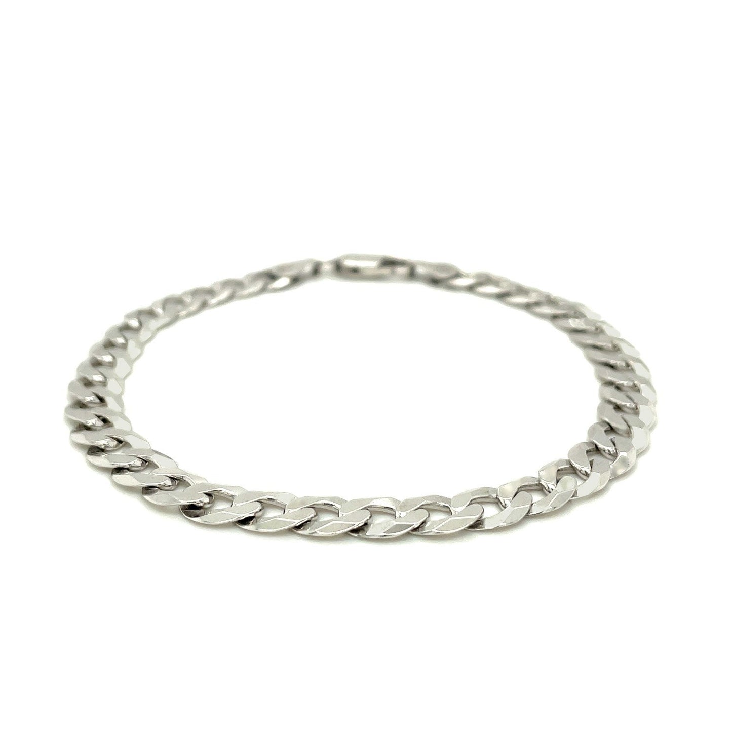 Pulsera de plata esterlina estilo barbada de 7.2 mm chapada en rodio