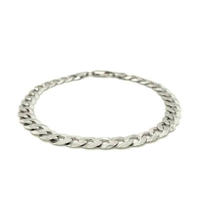 Pulsera de plata esterlina estilo barbada de 7.2 mm chapada en rodio