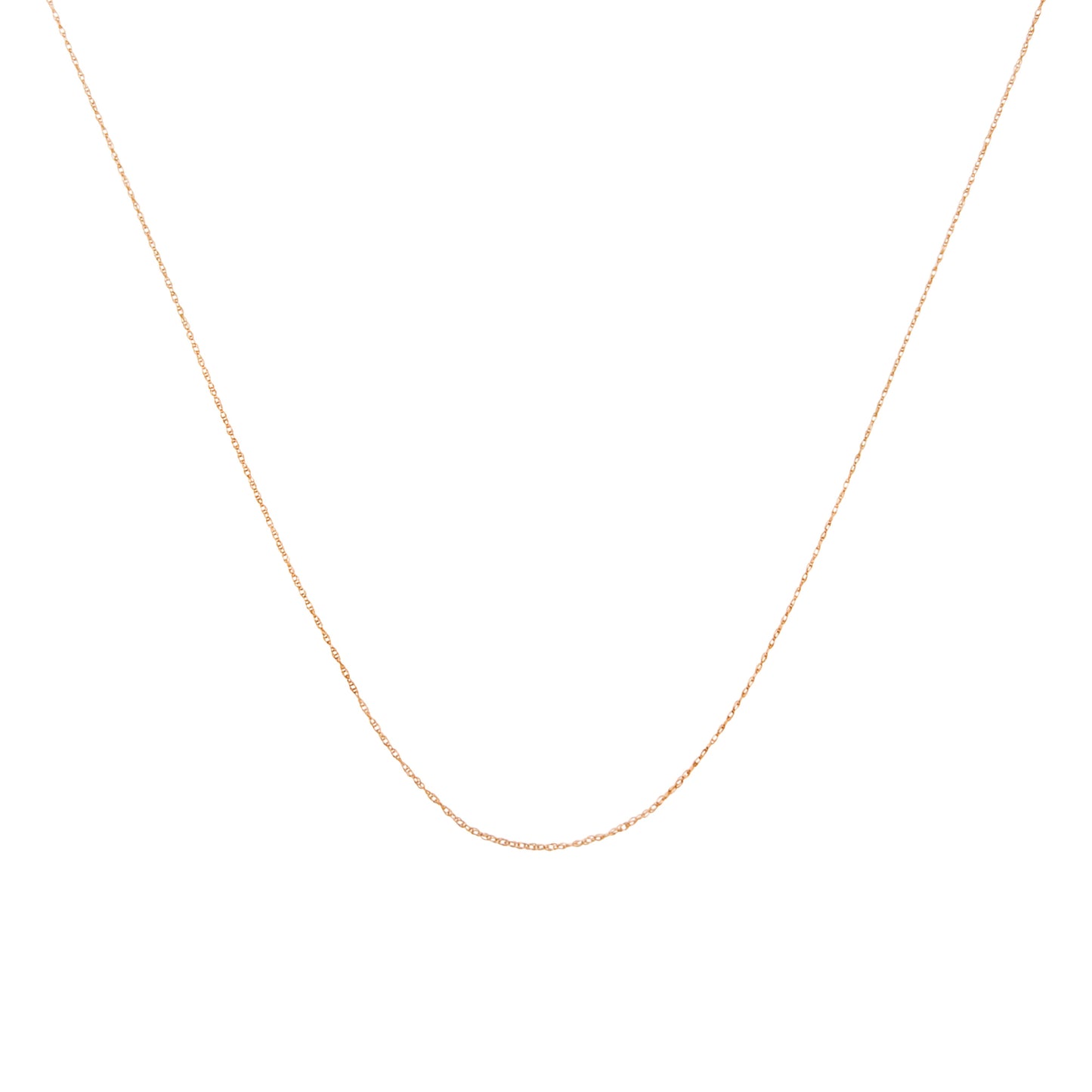 Cadena de soga unisex de oro amarillo macizo de 10K de 0,5mm, delgada y delicada, de 18 pulgadas