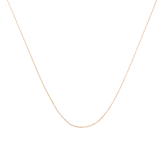 Cadena de soga unisex de oro amarillo macizo de 10K de 0,5mm, delgada y delicada, de 18 pulgadas