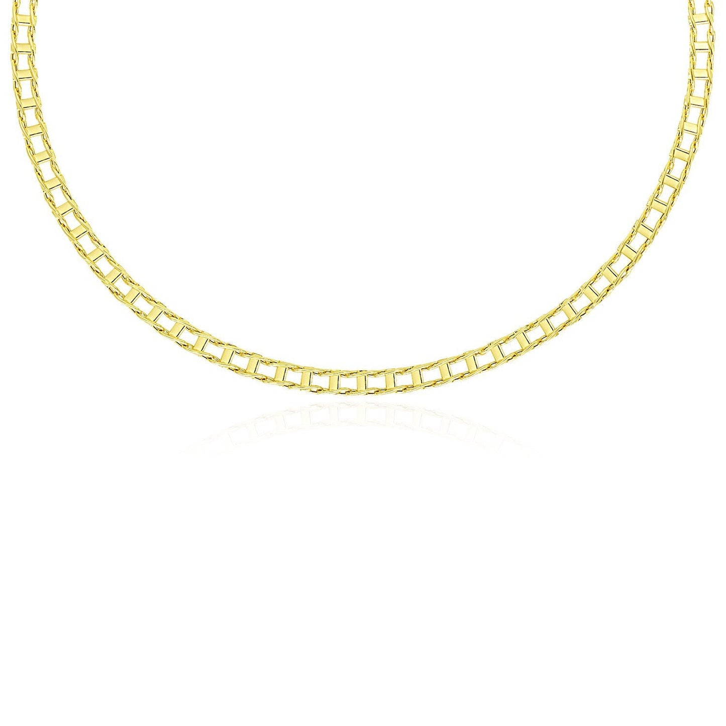 Cadena de oro amarillo de 14k para hombre con eslabones de diseño de riel